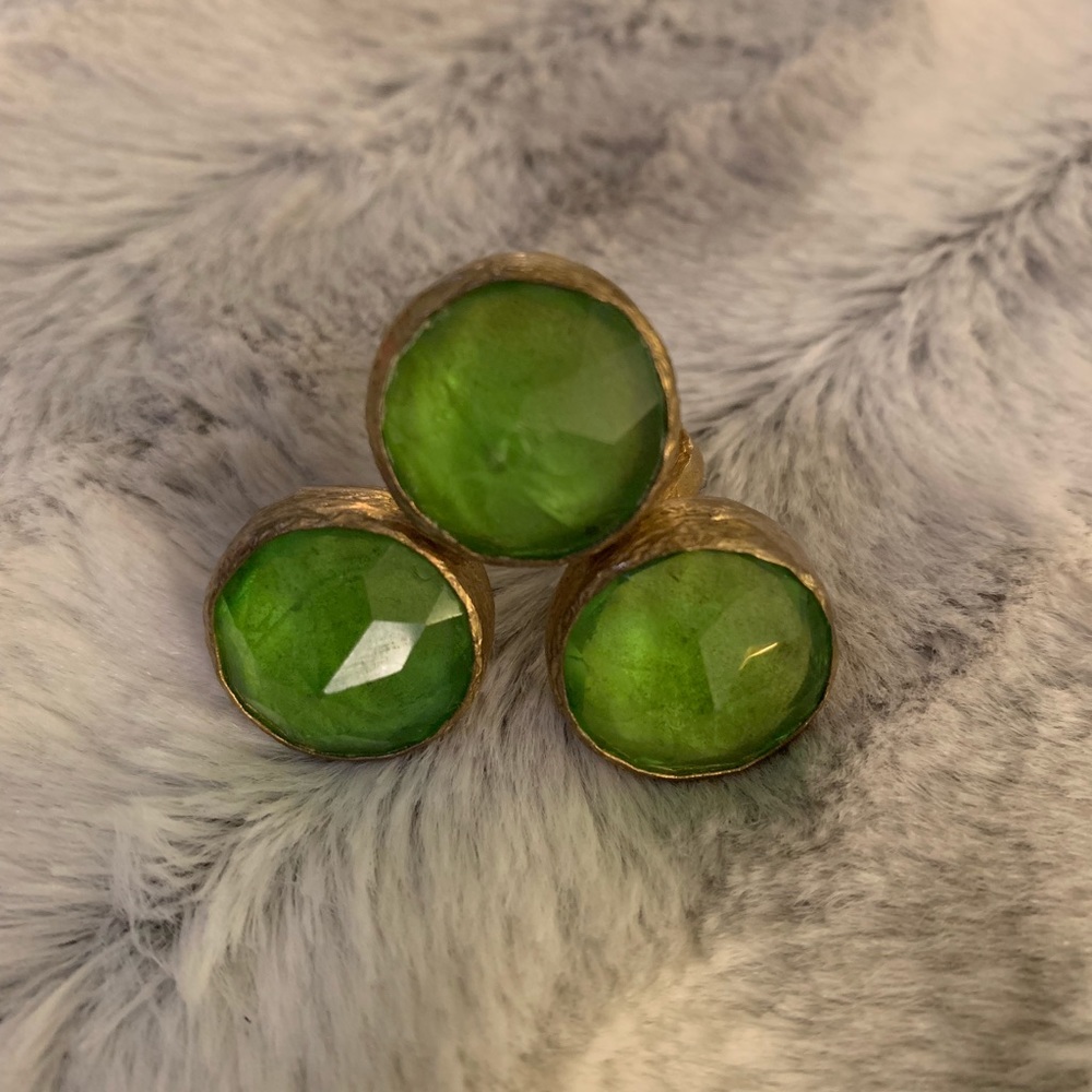 Adjustable Green Triple Gold Ring